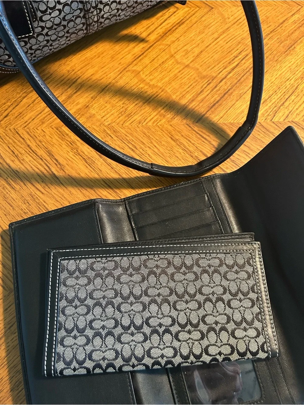 Designer-Style Monogram Shoulder Bag in Brown and Black